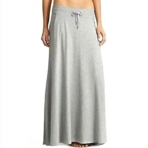 Athleta Pura Vida Maxi Skirt Women's L Gray Stretch Jersey Side Slit Pockets